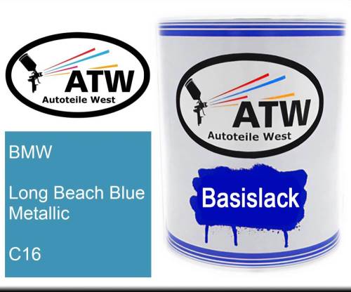 BMW, Long Beach Blue Metallic, C16: 1L Lackdose, von ATW Autoteile West.